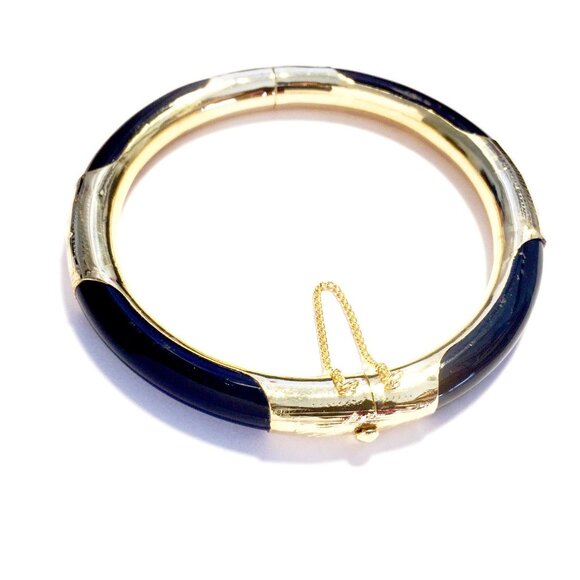 Jewelry - Bangle bracelet, 14 KT Gold (585) and Onyx